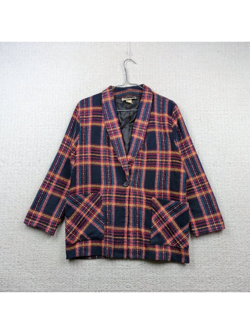 Vintage Kensington Square USA Blazer Wom Sz S Tweed Plaid Style Dark Academia